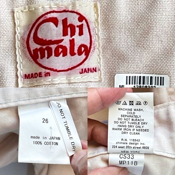 Chimala Canvas Work Pants Japanese Cotton Straight-Leg Baby Pink 26 EUC - Picture 6 of 8